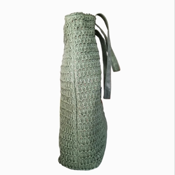 NWT Sonoma Summer/Beachy/Travel Olive/Army Green Lined Straw Large Tote - Picture 2 of 4